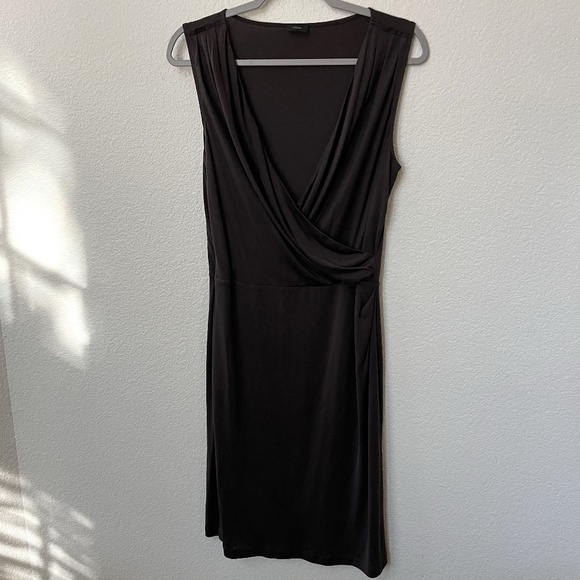 JOSEPH | Monaco 100% Silk Cross Front Jersey Dress in Rich Chocolate | Size L/40 - Picture 1 of 11